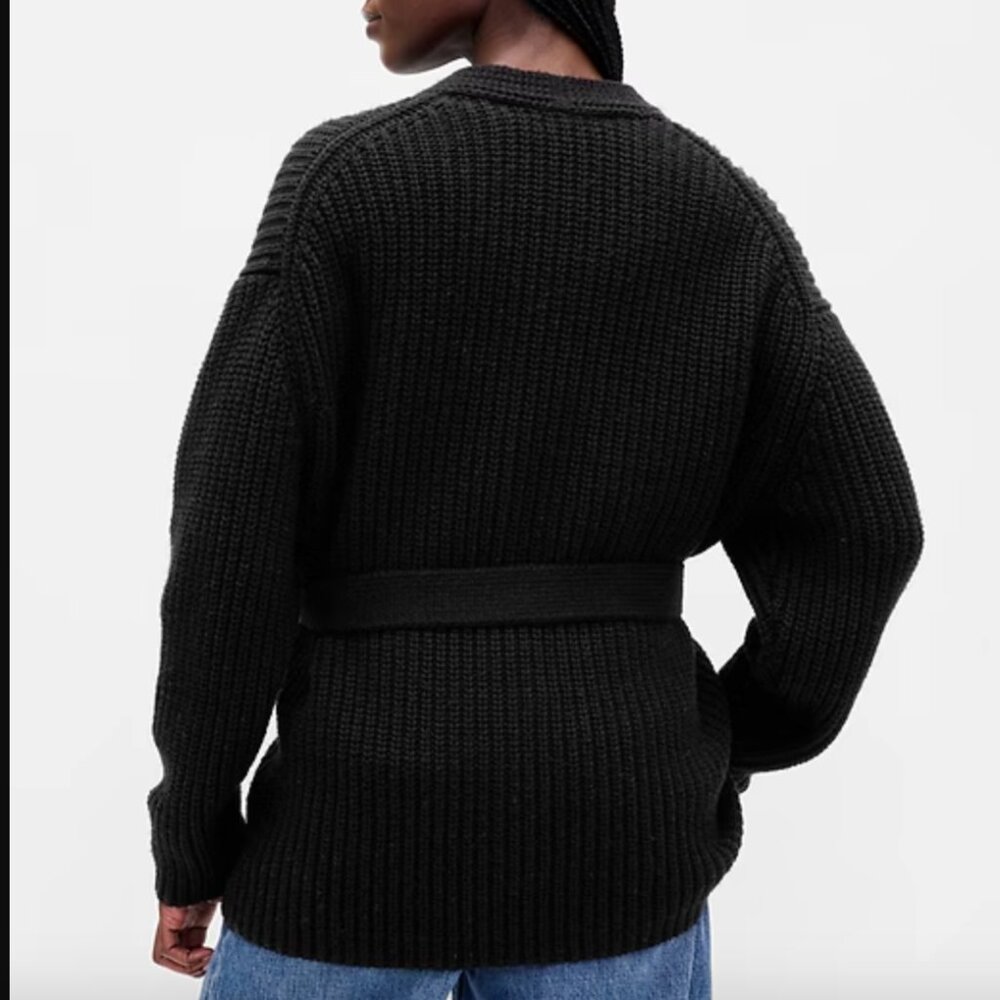 NWT GAP Cotton-Blend Wrap Cardigan Sweater in Black - Picture 13 of 13